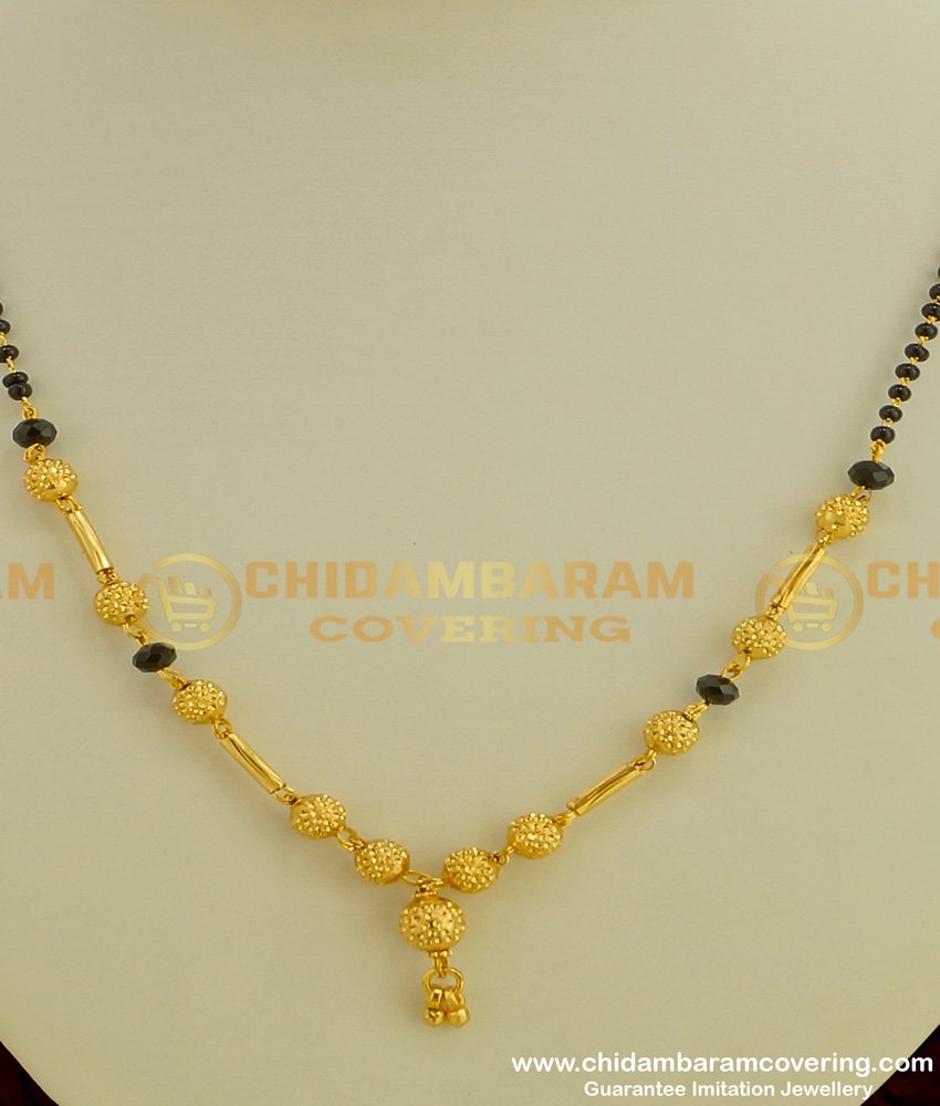 SHN008 - New Design Simple Mangalsutra Design Black Crystal Karishma Chain Online