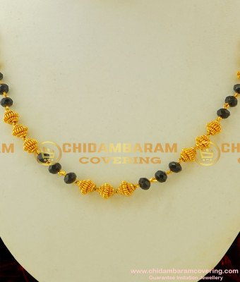 SHN018 - Latest Gold Design Black Crystal and Designer Gold Beads Chain Buy Online