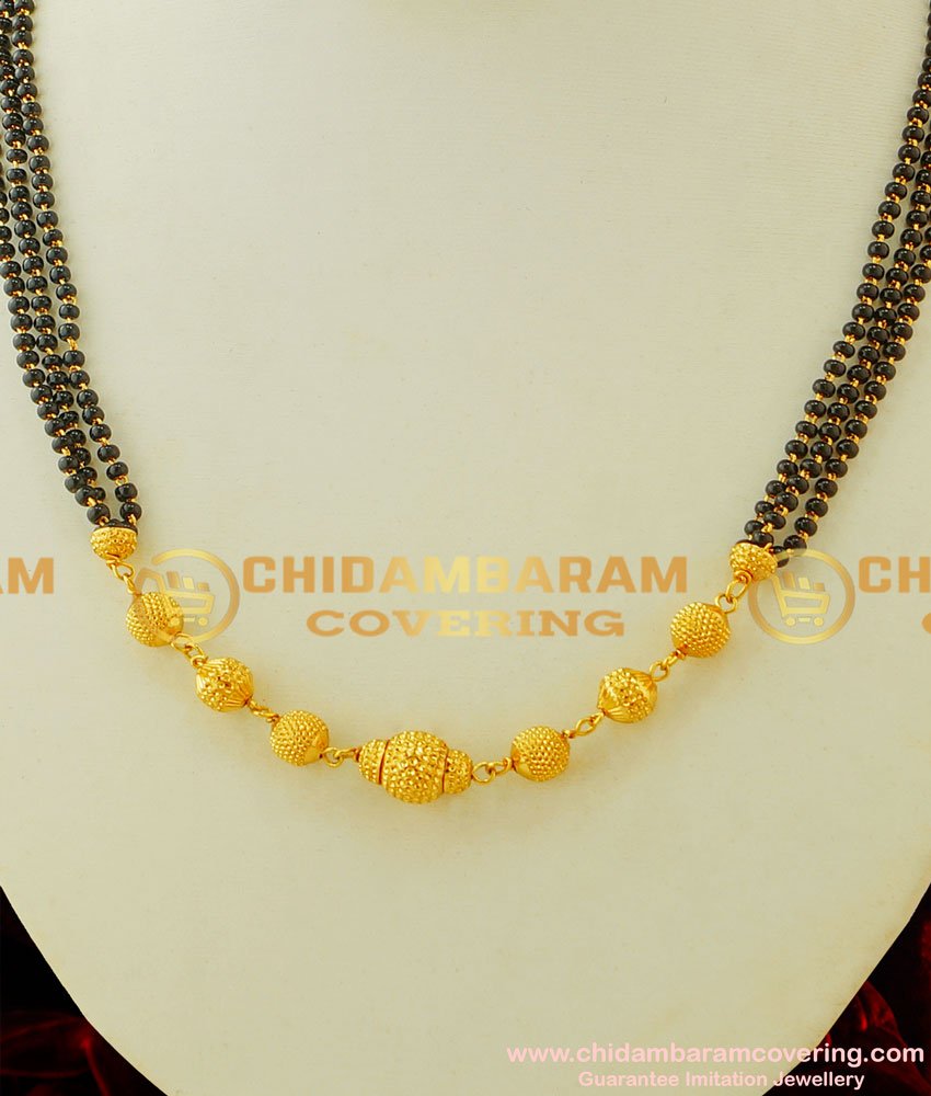 SHN019 - New Short Nallapusalu Models in Gold Plated Mangalsutra Design Online