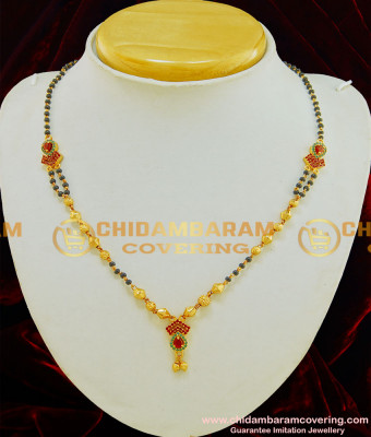 SHN041 - Beautiful Ruby Emerald Ad Stone Mangalsutra Model One Gram Gold Latest Mangalsutra Collections