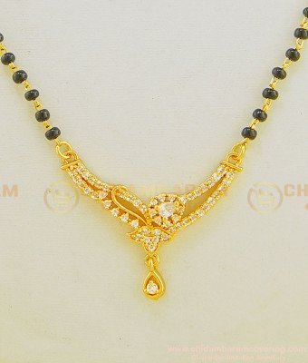 SHN052 - One Gram Gold Daily Wear Modern Diamond White Pendant Mangalsutra Designs Buy Online  