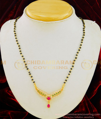 SHN057 - Traditional Gold Hindu Mangalsutra Design 1 Gram Gold Short Nallapusalu Online