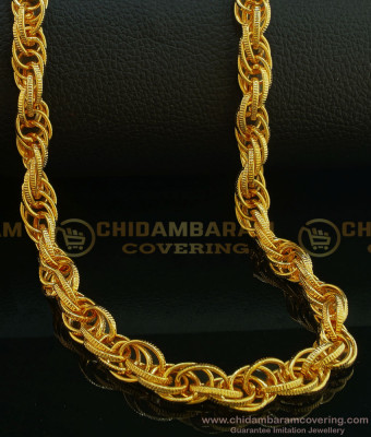 SHN064 - Trendy Gold Design Twisted Gold Plated Chain for Men