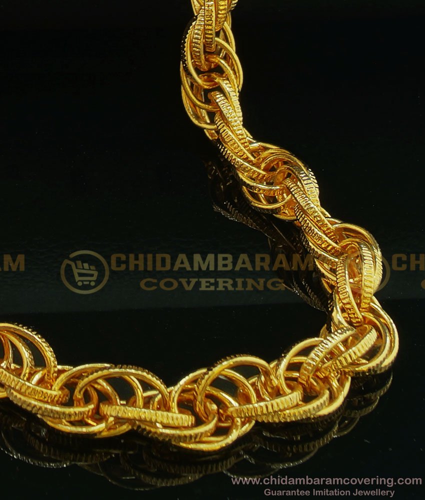 SHN064 - Trendy Gold Design Twisted Gold Plated Chain for Men
