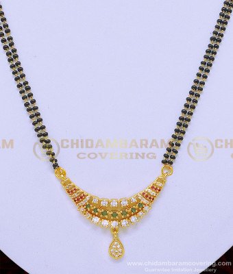 SHN067 - One Gram Gold Daily Wear Modern Multi Stone Dollar Mangalsutra Designs Online  