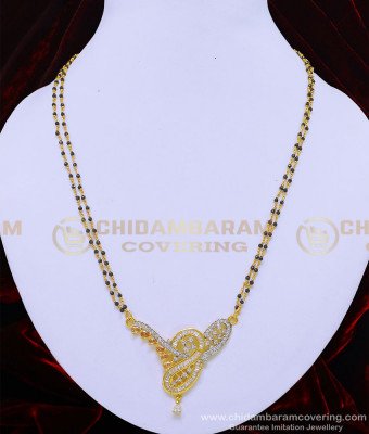 SHN069 - Latest Modern Short Diamond Mangalsutra Design 1 Gram Gold Jewelry Online 