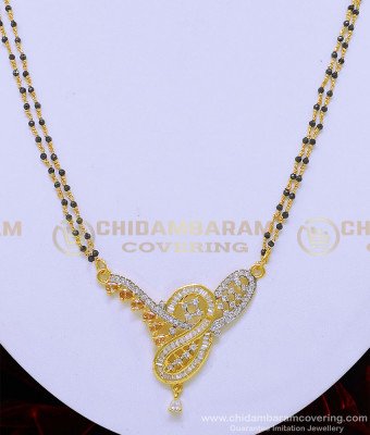 SHN069 - Latest Modern Short Diamond Mangalsutra Design 1 Gram Gold Jewelry Online 