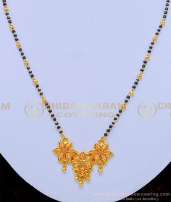 SHN076 - Flower Pendant Daily Wear Gold Short Mangalsutra Designs Latest Collection Online