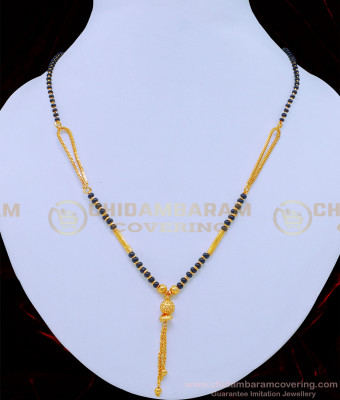 SHN077 - Elegant Simple Gold Design One Gram Gold Short Mangalsutra for Female