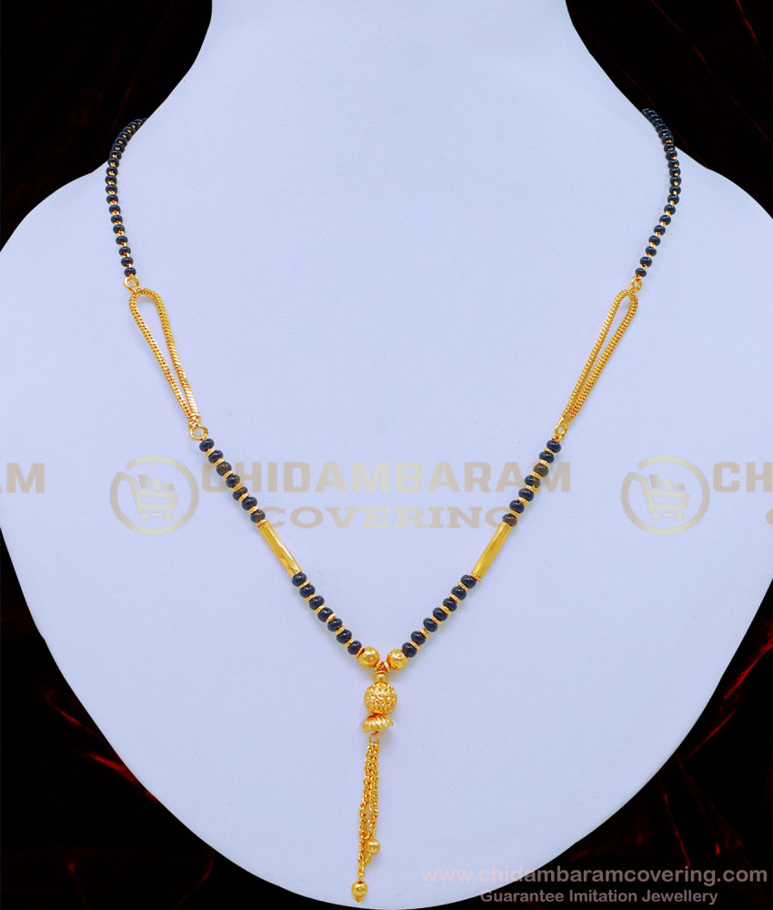 SHN077 - Elegant Simple Gold Design One Gram Gold Short Mangalsutra for Female