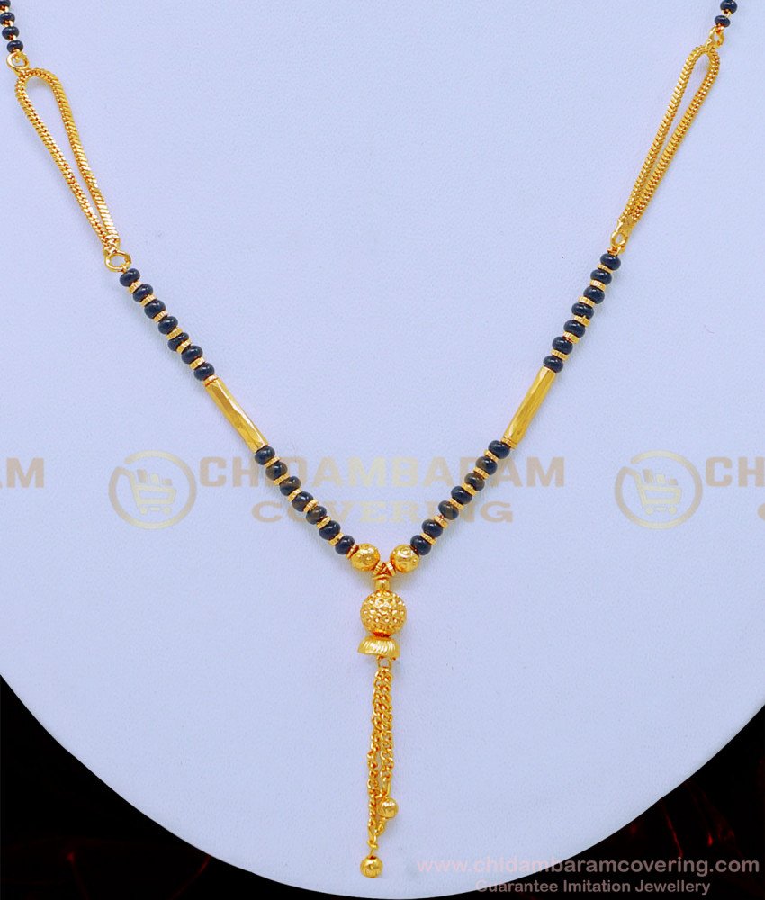 SHN077 - Elegant Simple Gold Design One Gram Gold Short Mangalsutra for Female