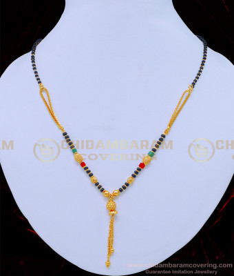 SHN078 - Gold Plated Red and Green Crystal Modern Mangalsutra Design for Women 