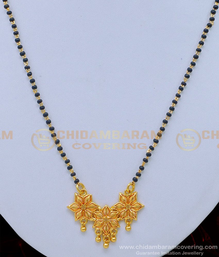 BBM1011 - Latest Flower Pendant Daily Wear Gold Short Mangalsutra Designs Online