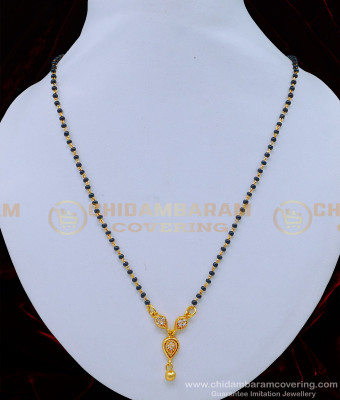 BBM1012 - American Diamond Stone Pendant Black Beads Indian Mangalsutra for Women 