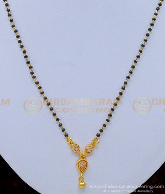 BBM1012 - American Diamond Stone Pendant Black Beads Indian Mangalsutra for Women 
