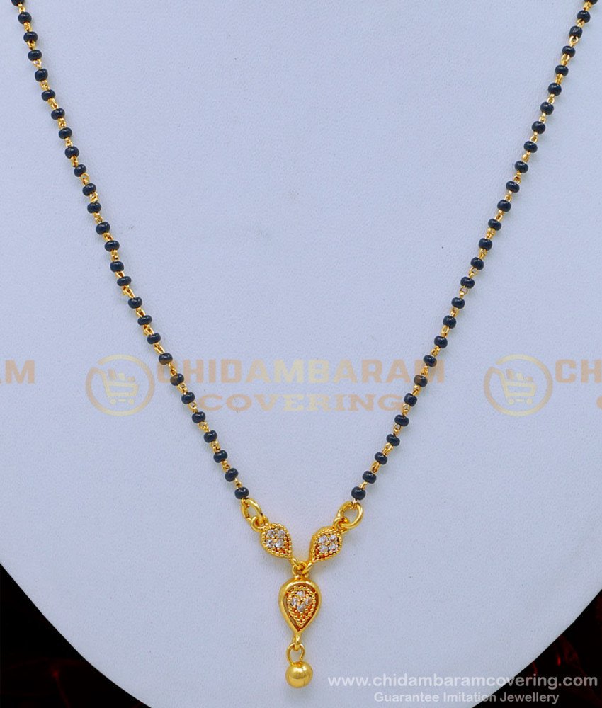 BBM1012 - American Diamond Stone Pendant Black Beads Indian Mangalsutra for Women 