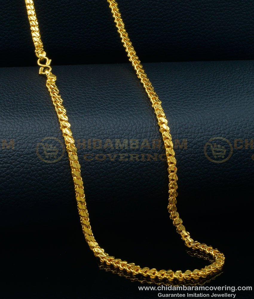 SHN094 - 18 inches Leaf Design One Gram Gold Plated Chain Online 