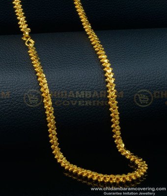 SHN095 - 18 Inches Heart Design One Gram Gold Short Chain Designs for Female