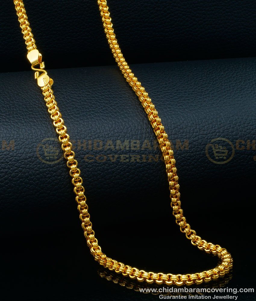 SHN096 - 18 Inch Real Gold Design 1 Gram Gold Daily Wear Short Chain 
