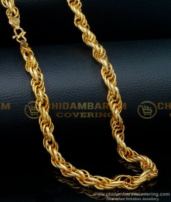 SHN105 - New Fashion Twisted Heavy Gold Chain Design Artificial Chain for Men 