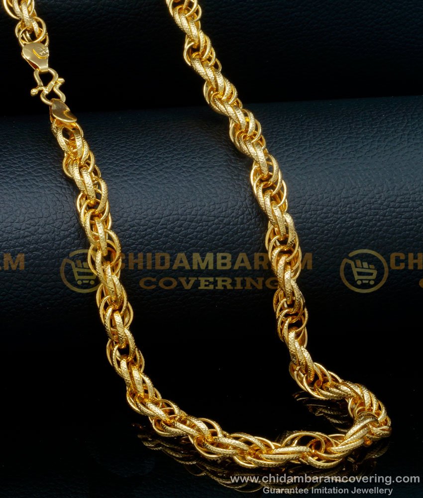 SHN105 - New Fashion Twisted Heavy Gold Chain Design Artificial Chain for Men 
