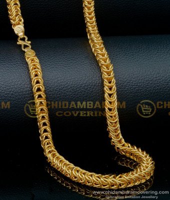SHN108 - One Gram Gold Heavy Gold Chain Design Cuban Link Chain for Men 