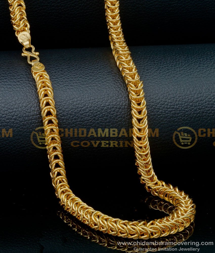 SHN108 - One Gram Gold Heavy Gold Chain Design Cuban Link Chain for Men 