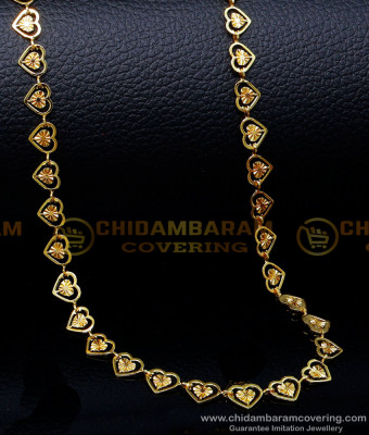 SHN121 - Heart Model Light Weight Gold Chain Designs for Ladies