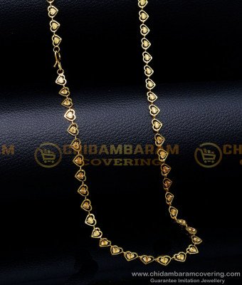 SHN121 - Heart Model Light Weight Gold Chain Designs for Ladies