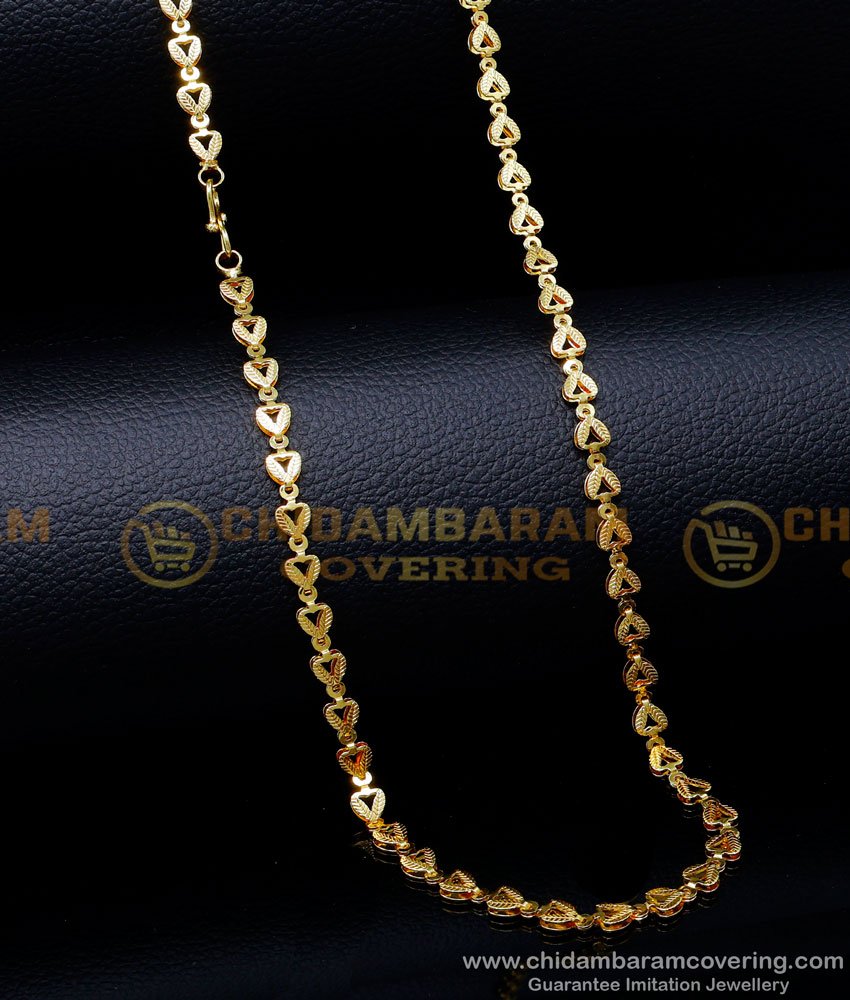 SHN123 - New Model Heart Design Gold Plated Chain for Women
