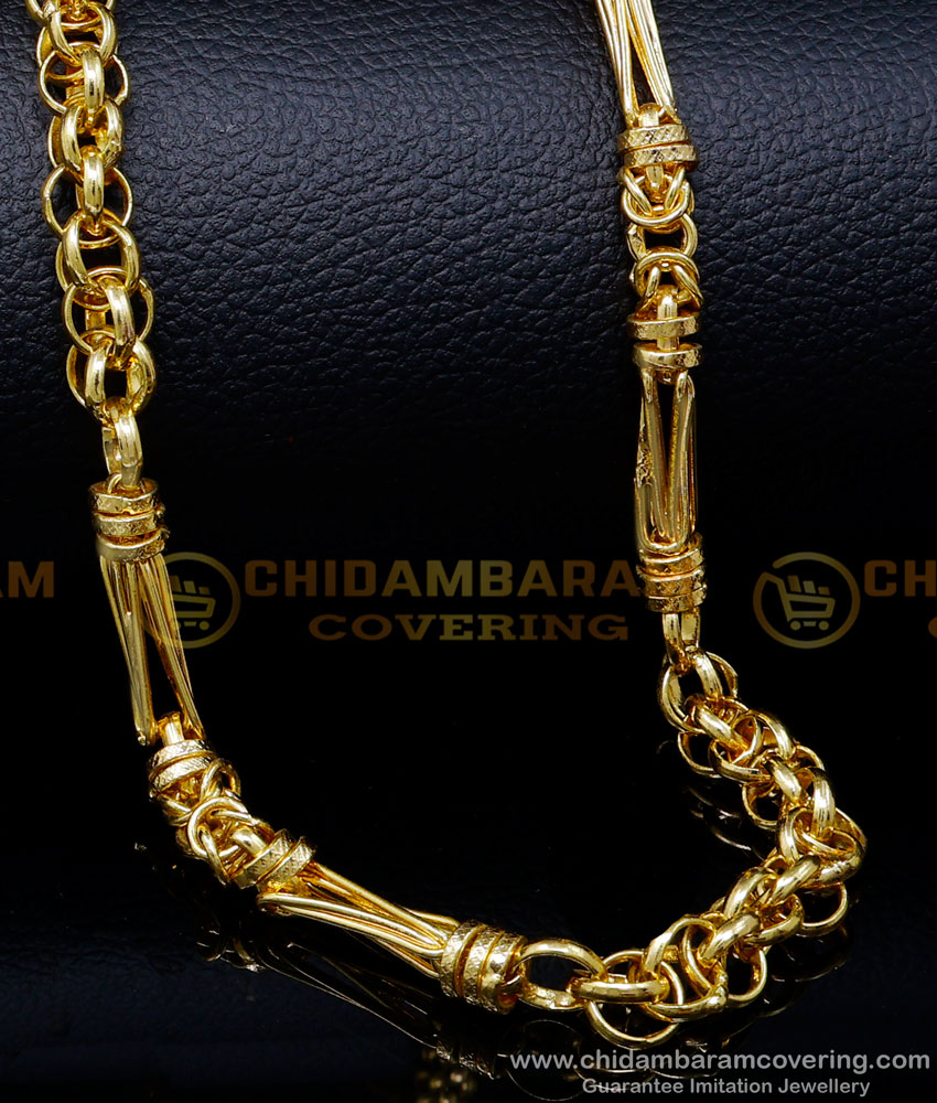 SHN129 - Trending Short Daily Use Yellow Gold Chain for Men