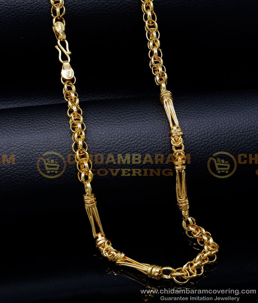 SHN129 - Trending Short Daily Use Yellow Gold Chain for Men