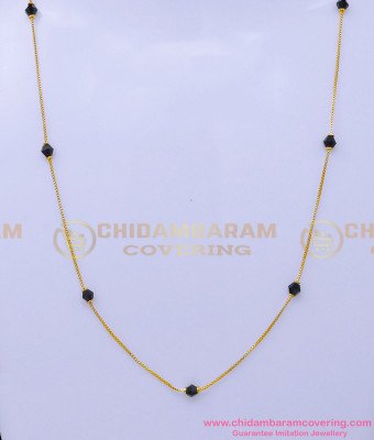 SHN145 - Light Weight Thin Black Crystal Short Chain Design for Girls