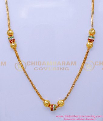 SHN147 - Latest Collections Stone Mugappu 1 Gram Gold Plated Chain