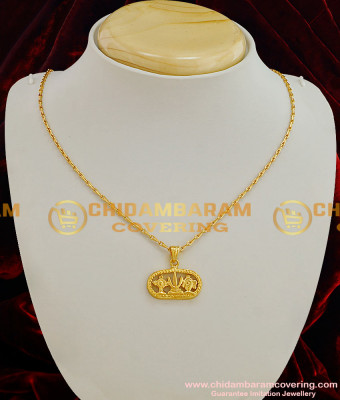 SCHN009 - Lord Vishnu Sangu Chakaram Pendant with Short Chain South Indian Imitation Jewellery