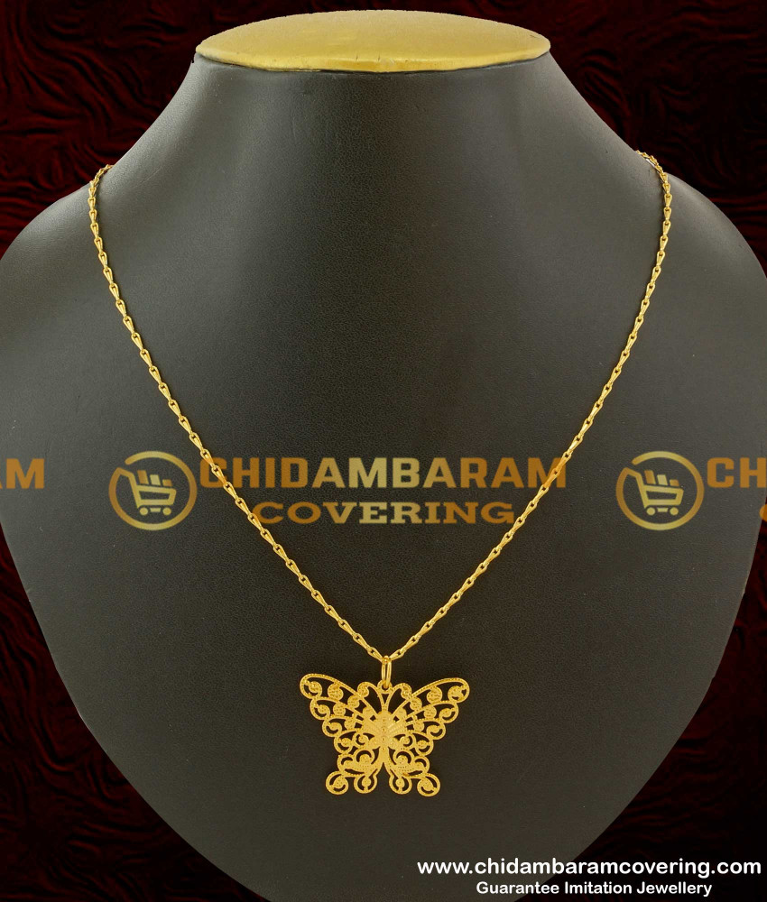 SCHN032 - Fashionable Butterfly Pendant With Short Chain Gold Plated Jewelry