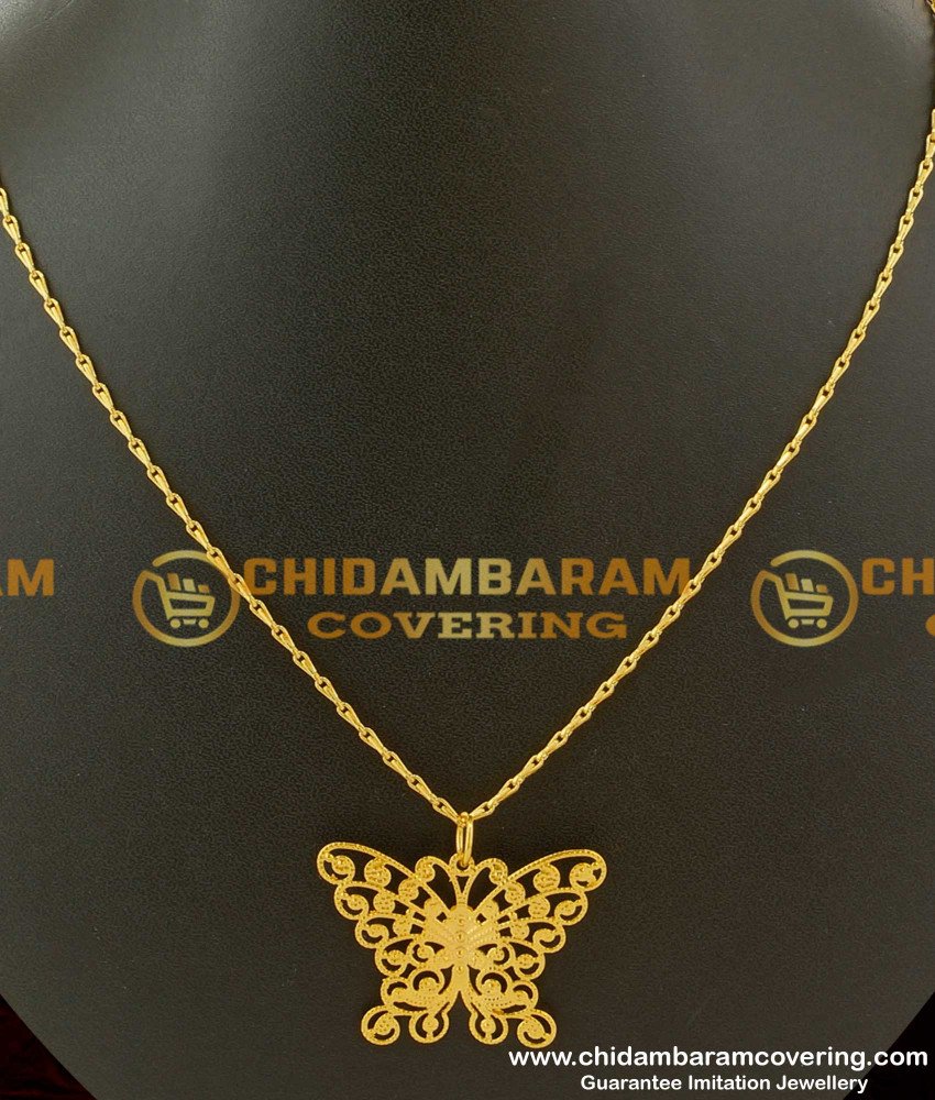 SCHN032 - Fashionable Butterfly Pendant With Short Chain Gold Plated Jewelry