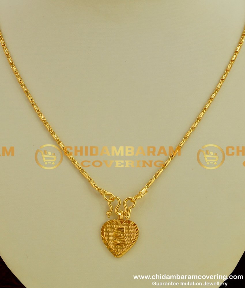 SCHN061 - Gold Plated Alphabet ‘S’ Letter Pendant with Chain for Boys and Girls