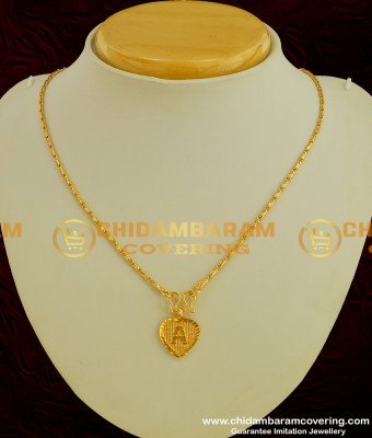 SCHN075 - Gold Plated Alphabet ‘A’ Letter Pendant with Chain for Boys and Girls