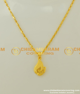 SCHN167 - 18 Inches Chain with Unique Plain Gold Casting Pendant Imitation Jewellery 