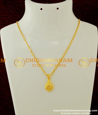 SCHN167 - 18 Inches Chain with Unique Plain Gold Casting Pendant Imitation Jewellery 