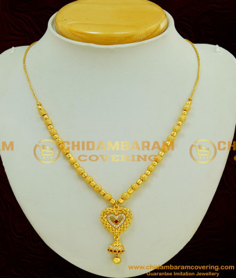 SCHN182 - New Light Weight Designer Ad Stone Heart Design Pendant with Attached Ball Chain
