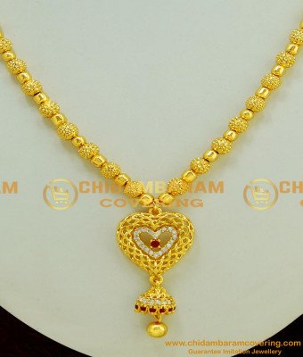 SCHN182 - New Light Weight Designer Ad Stone Heart Design Pendant with Attached Ball Chain