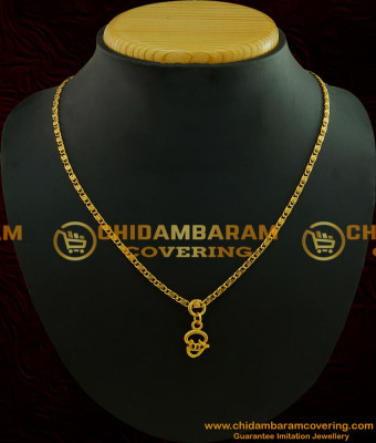 SCHN186 - One Gram Gold Plated Plain Casting Type Tamil Om Pendant with Chain Buy Online