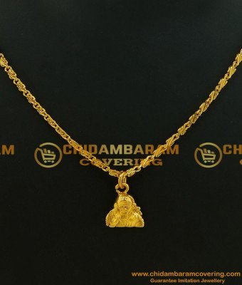 Schn191 - Cute Small Size Gold Design Sai Baba Pendant with Chain One Gram Gold Jewellery 