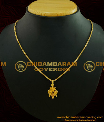 SCHN194 - Unique Gold Flower Design Pendant with Chain Gold Plated Jewellery Online