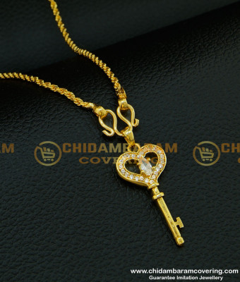 SCHN198 - Unique Stone Key Locket Pendant Design Gold Plated Dollar Collections with Chain Online