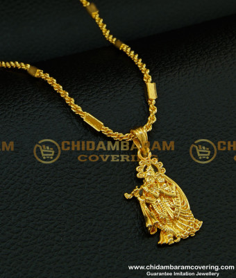 SCHN203 - Radha Krishna Pendant Gold Designs One Gram Gold Plated Locket Online