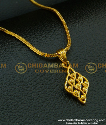 SCHN206 - 18 Inches Chain with Unique Plain Gold Casting Pendant Buy Imitation Jewellery