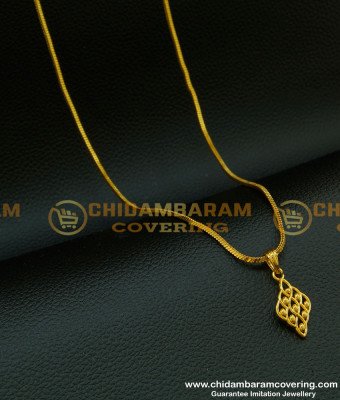 SCHN206 - 18 Inches Chain with Unique Plain Gold Casting Pendant Buy Imitation Jewellery